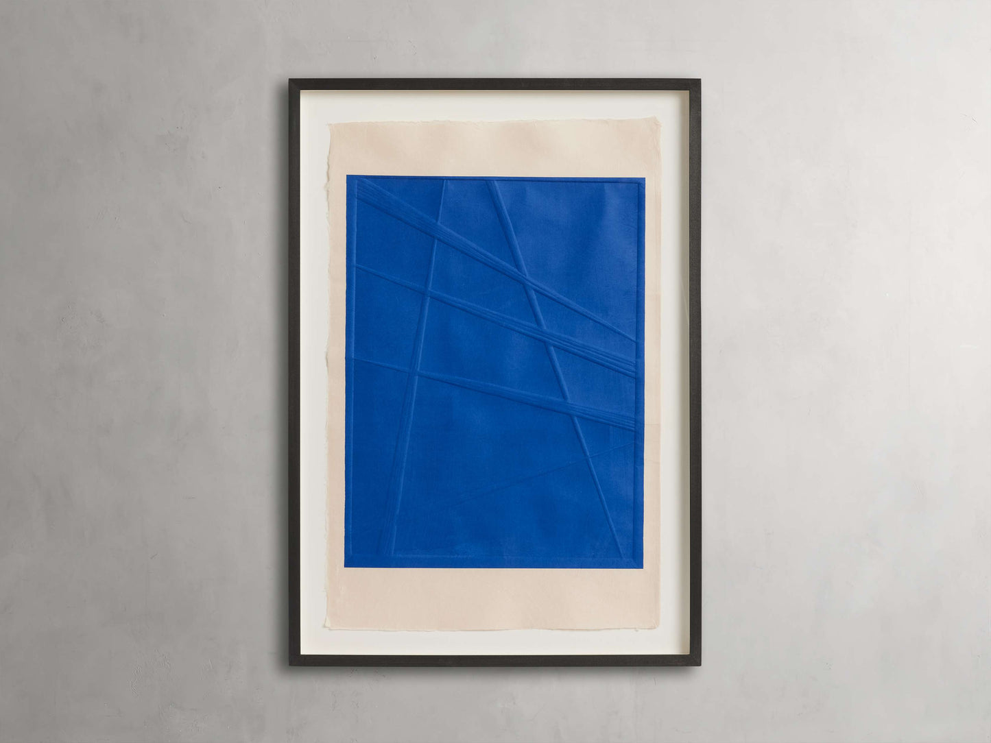 Embossed Abstract Framed Silkscreen in Blue